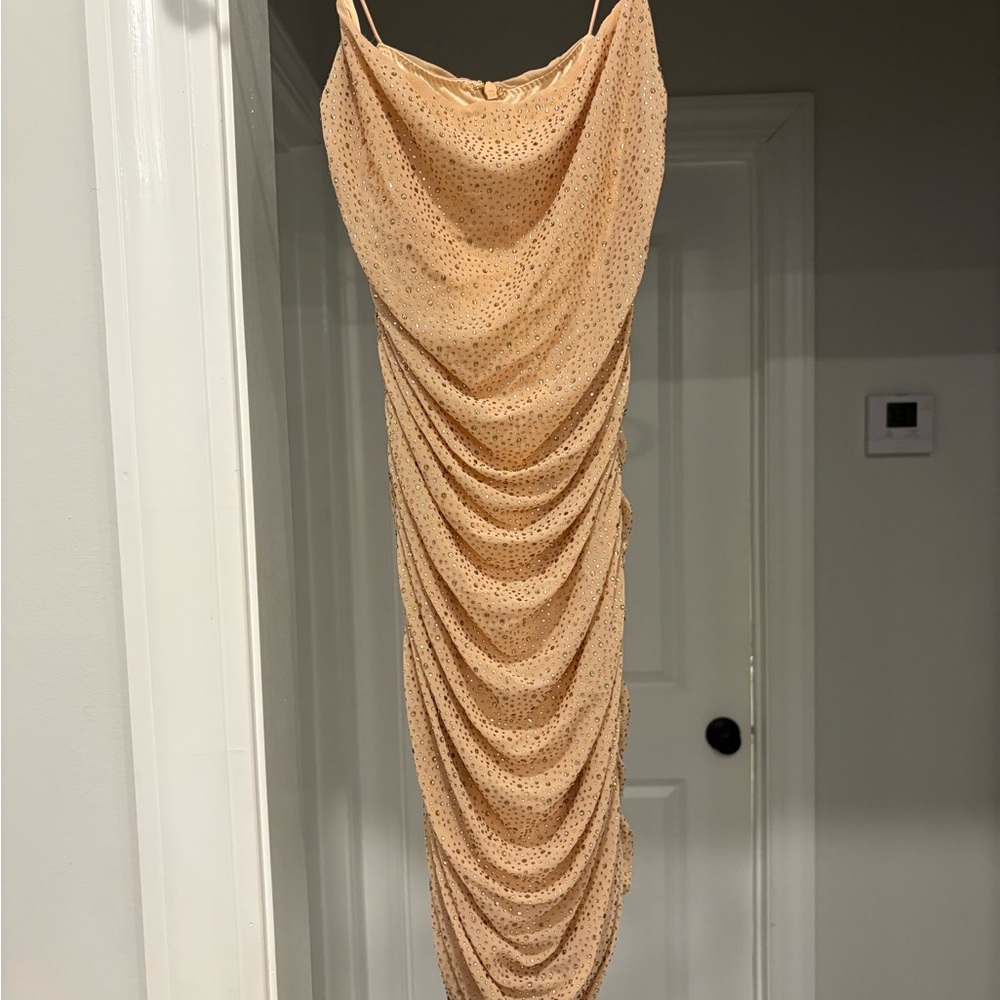 Elegant gold Ruched Dress